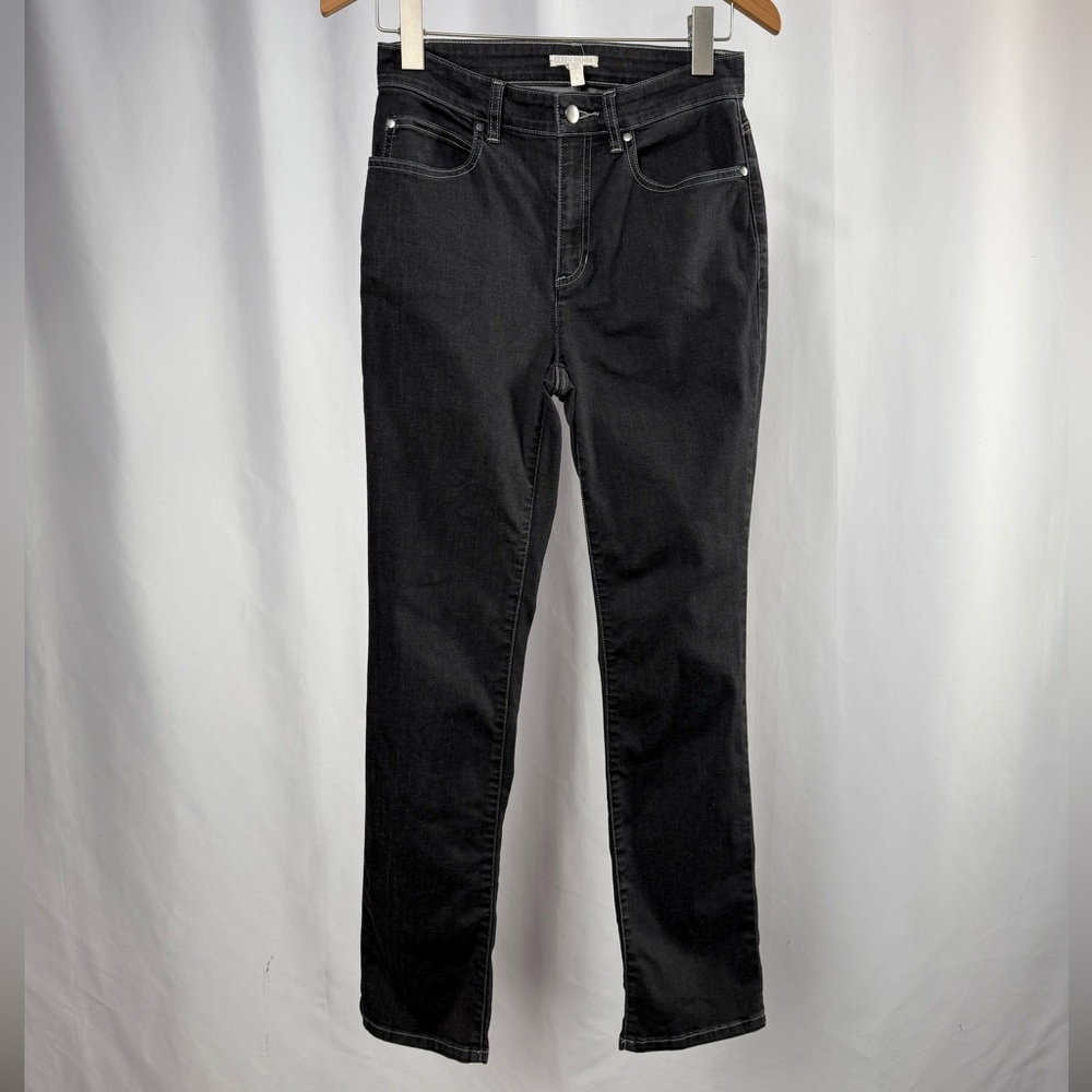 Eileen Fisher Organic Cotton Blend Straight Leg Jean in Faded Black Size 2